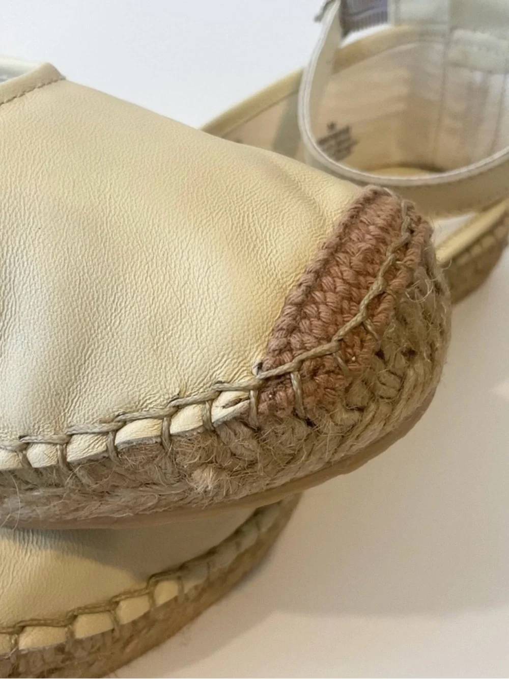 Free People Cream Mason Ballet Espadrille Flats with Ankle Strap - Size: US 7.5